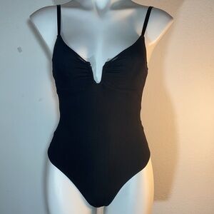 New Guess SL Ande Bodysuit Jet Black thong Size S